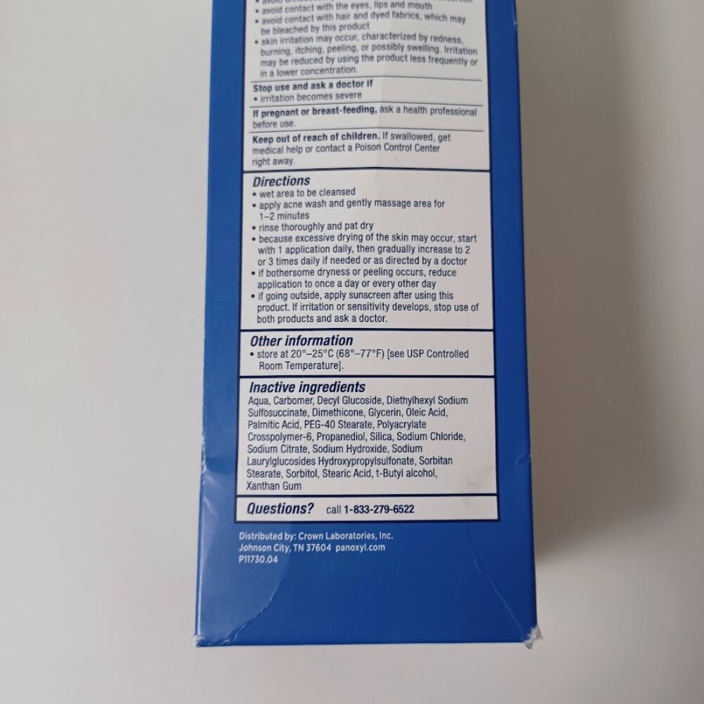 Panoxyl Acne Creamy Wash NEW Face/Body -Gentle On Skin -6 oz. *SMALL TEAR ON BOX - Picture 5 of 8